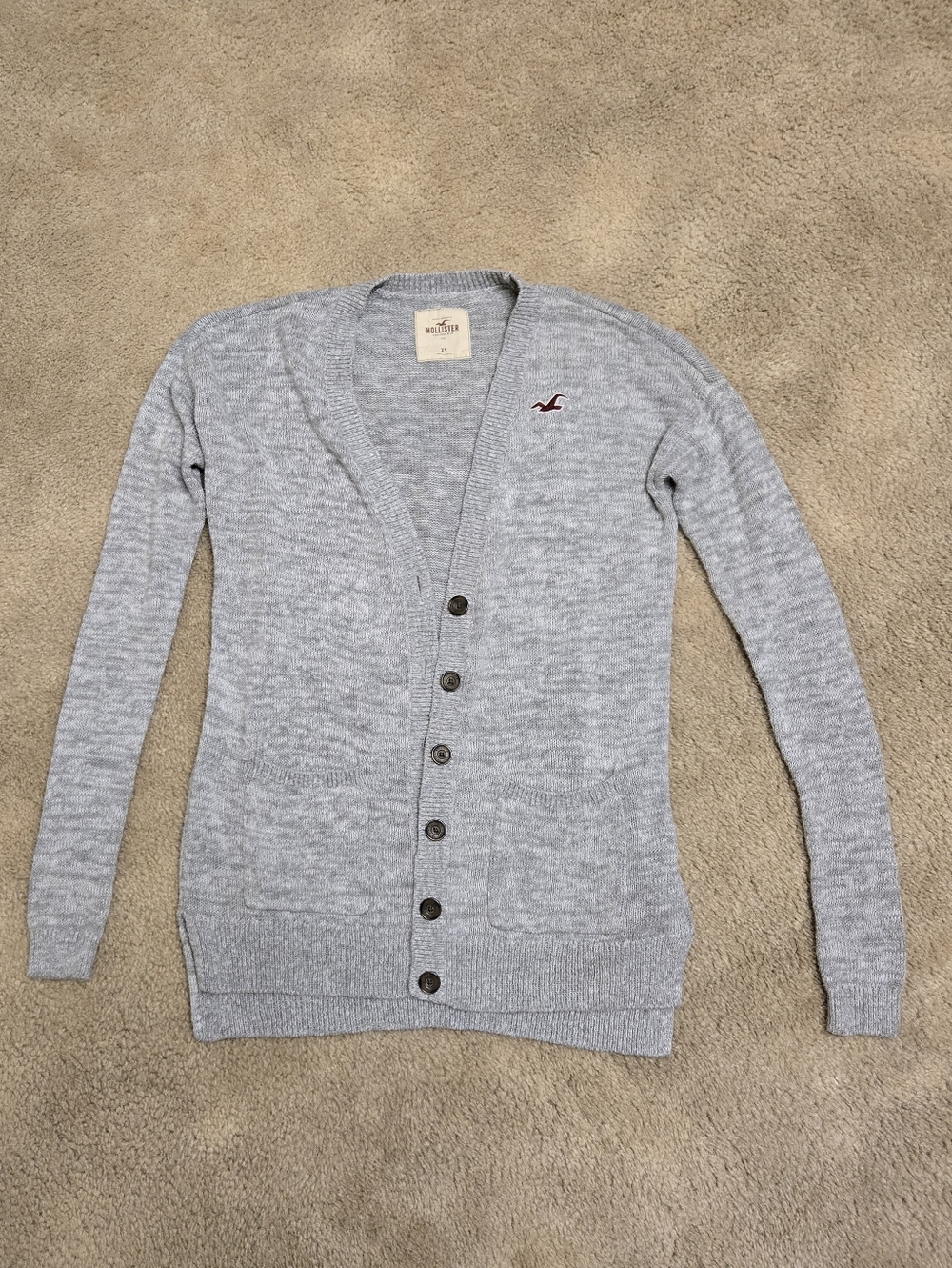 Vintage Hollister Gray Button-Up Cardigan Sweater